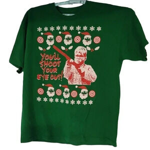 A Christmas Story T Shirt You’ll Shoot Your Eye Out Ralphie Graphic Green XL